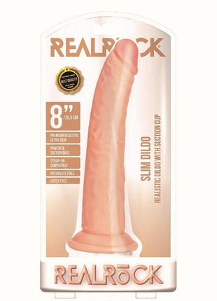 Realrock Slim Realistic Dildo with Suction Cup - Vanilla - 8in