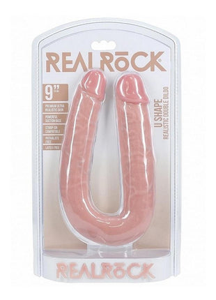 Realrock Ultra Realistic Skin U Shaped Double Dildo - Vanilla - 9in