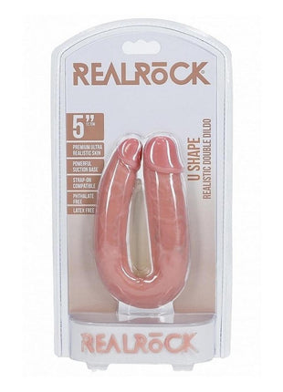 Realrock Ultra Realistic Skin U Shaped Double Dildo - Vanilla - 5in