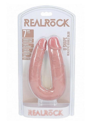 Realrock Ultra Realistic Skin U Shaped Double Dildo - Vanilla - 7in