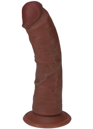Realrock Ultra Realistic Skin Vibrating Rechargeable Curved Dildo - Chocolate - 6in