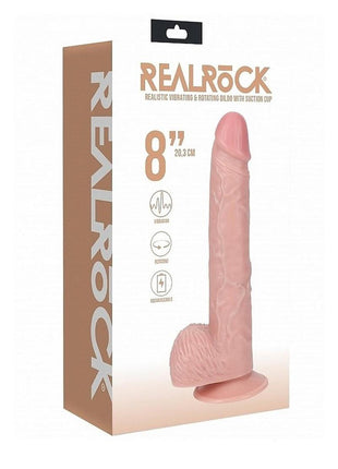 Realrock Vibrating and Rotating Cock with Balls Regular Straight - Vanilla - 8in