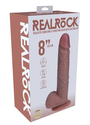 Realrock Vibrating and Thrusting Cock with Balls Regular Straight - Caramel - 8in