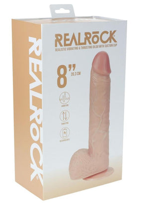Realrock Vibrating and Thrusting Cock with Balls Regular Straight - Vanilla - 8in