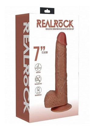 Realrock Vibrating Cock with Balls Regular Straight - Caramel - 7in