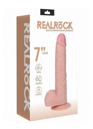 Realrock Vibrating Cock with Balls Regular Straight - Vanilla - 7in