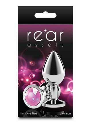 Rear Assets Silver Anal Plug - Pink Gem - Medium