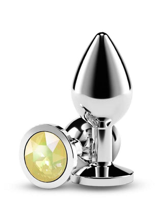 Rear Assets Silver Anal Plug - Medium - Yellow Gem