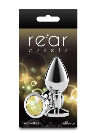 Rear Assets Silver Anal Plug - Medium - Yellow Gem