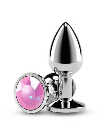 Rear Assets Silver Anal Plug - Pink Gem - Small