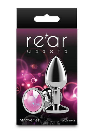 Rear Assets Silver Anal Plug - Pink Gem - Small