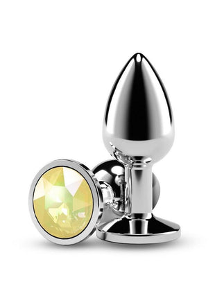 Rear Assets Silver Anal Plug - Small - Yellow Gem