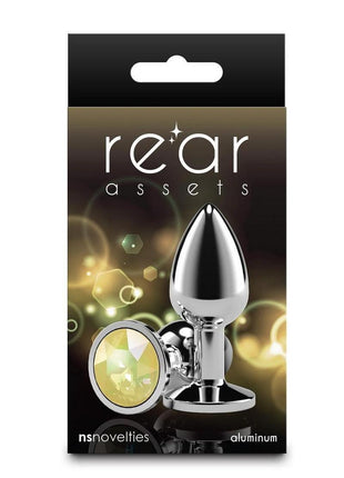 Rear Assets Silver Anal Plug - Small - Yellow Gem