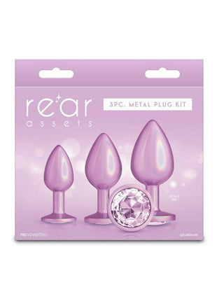 Rear Assets Trainer Chrome Plated Anal Plugs Kit (3pc Set) - Iridescent - Pink