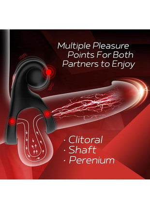 Red Dot Silicone Rechargeable Vibrating Cock Ring with Controller V2