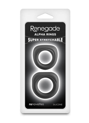 Renegade Alpha Rings Silicone Cockring - Black - 2 Piece/Set