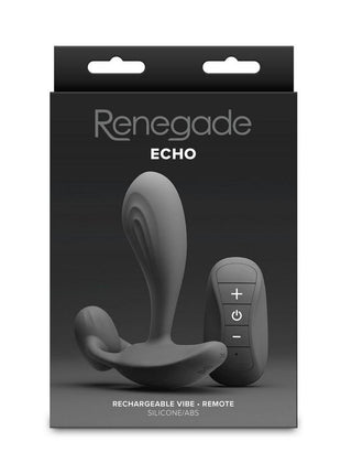 Renegade Echo Rechargeable Silicone Prostate Massager with Remote Control - Black