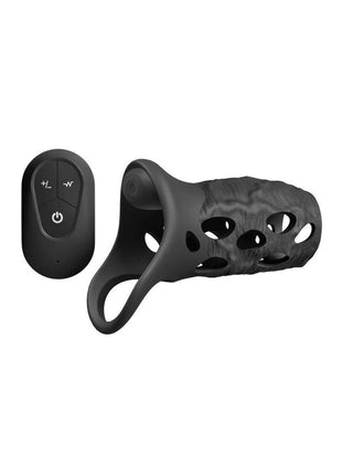 Renegade Edge Rechargeable Silicone Vibrating Penis Sleeve with Remote - Black