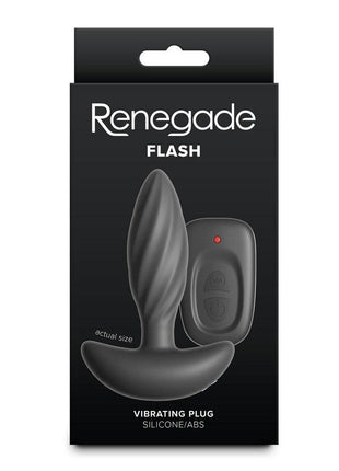 Renegade Flash Rechargeable Silicone Vibrating Anal Plug with Remote - Black