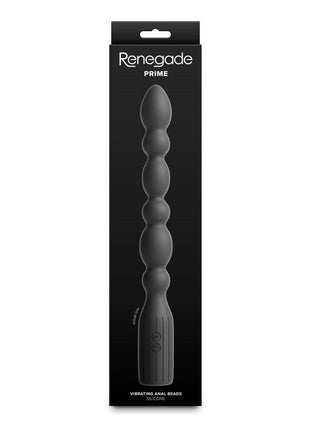 Renegade Prime Rechargeable Silicone Vibrating Beads - Black - 8.5in