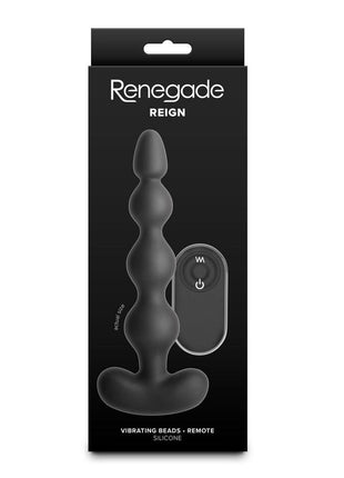 Renegade Reign Rechargeable Silicone Vibrating Anal Beads with Remote - Black