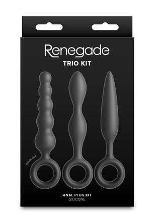 Renegade Trio Kit Silicone Anal Plug - Black - 3 Piece/Set