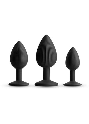 Renegade Triple Ace Silicone Anal Plugs Kit - Black - 3pc/Set