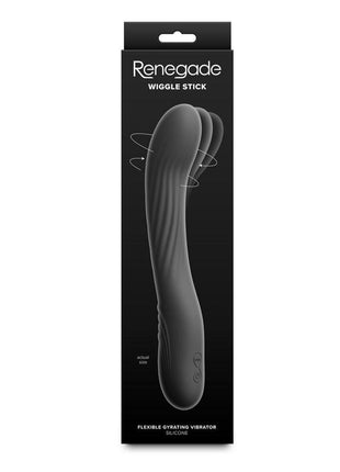 Renegade Wiggle Stick Rechargeable Silicone Flexible Gyrating Vibrator - Black - 7.5in