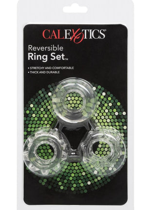 Reversible Ring Set Silicone Cock Ring - Clear - 3 Piece Set