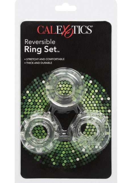 Reversible Ring Set Silicone Cock Ring - Clear - 3 Piece Set