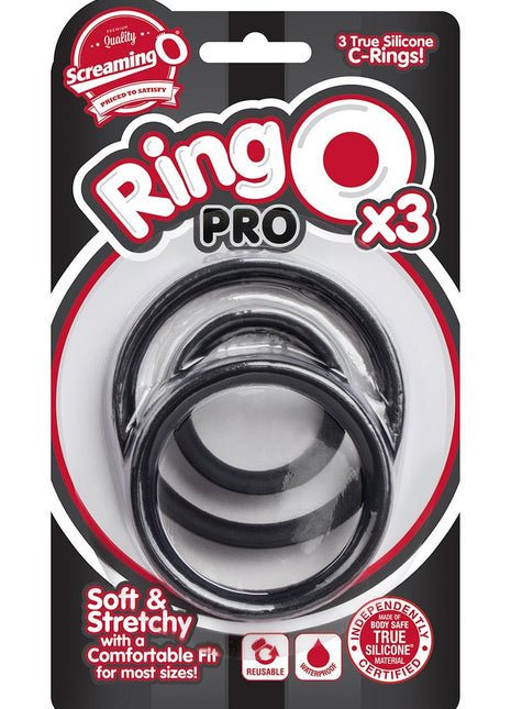 Ringo Pro X3 Silicone Cock Rings Set Waterproof - Black - 3 Piece/Pack