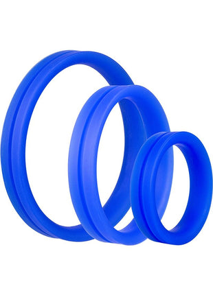 Ringo Pro X3 Silicone Cock Rings Set Waterproof - Blue - 3 Piece/Pack