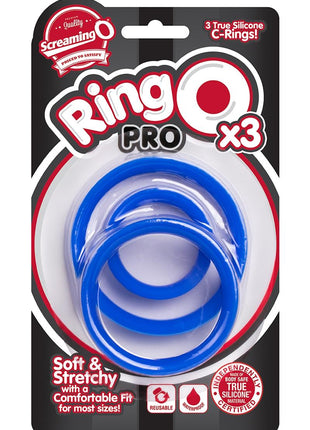 Ringo Pro X3 Silicone Cock Rings Set Waterproof - Blue - 3 Piece/Pack