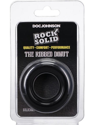 Rock Solid Ribbed Donut Silicone Cock Ring - Black
