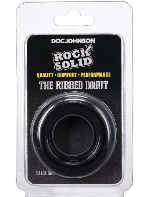 Rock Solid Ribbed Donut Silicone Cock Ring - Black