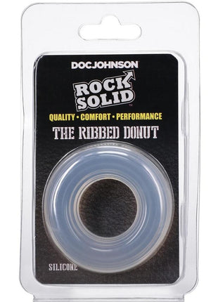 Rock Solid Ribbed Donut Silicone Cock Ring - Clear