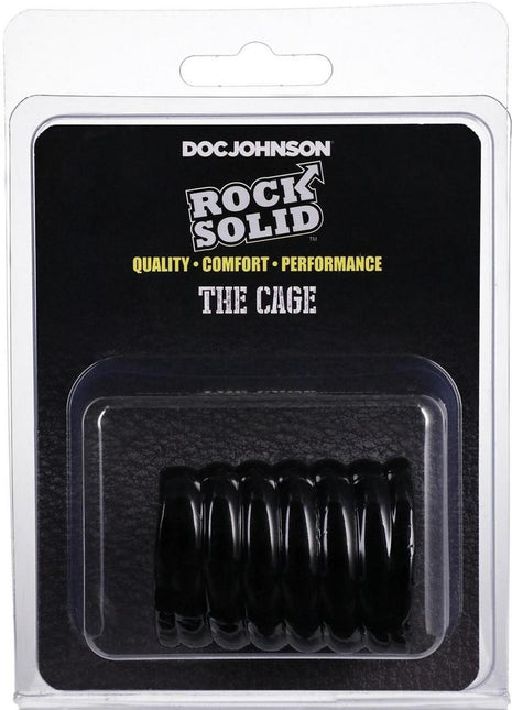 Rock Solid The Cage Textured Cock Ring - Black
