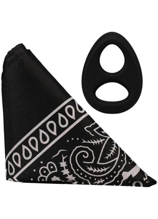 Rock Solid The Code Silicone Cock Ring with Bandana - Black