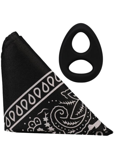 Rock Solid The Code Silicone Cock Ring with Bandana - Black