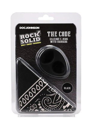 Rock Solid The Code Silicone Cock Ring with Bandana - Black