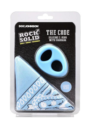 Rock Solid The Code Silicone Cock Ring with Bandana - Blue/Light Blue/White