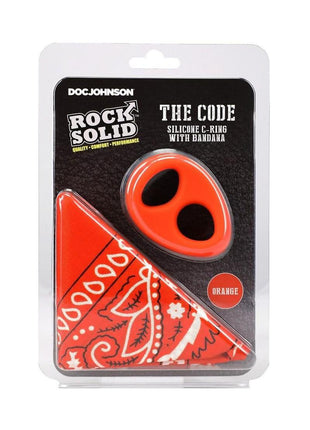 Rock Solid The Code Silicone Cock Ring with Bandana - Black/Orange