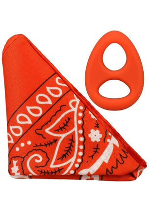 Rock Solid The Code Silicone Cock Ring with Bandana - Black/Orange