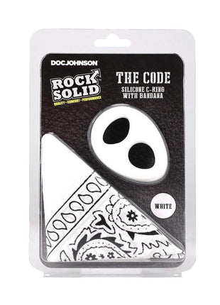 Rock Solid The Code Silicone Cock Ring with Bandana - Black/White