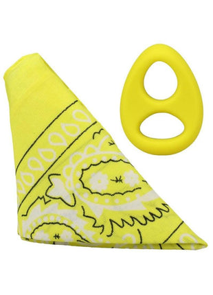 Rock Solid The Code Silicone Cock Ring with Bandana - Black/Yellow