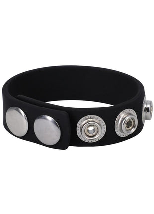 Rock Solid The Silicone 5 Snap Adjustable Cock Ring - Black