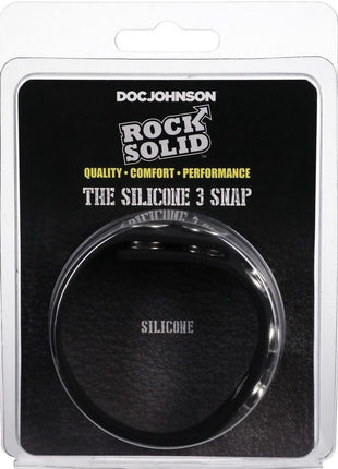 Rock Solid The Silicone 5 Snap Adjustable Cock Ring - Black