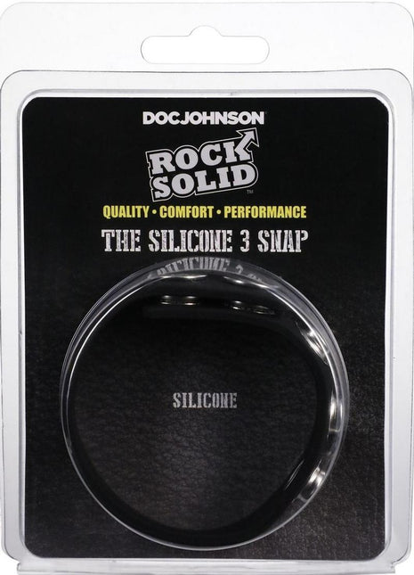 Rock Solid The Silicone 5 Snap Adjustable Cock Ring - Black