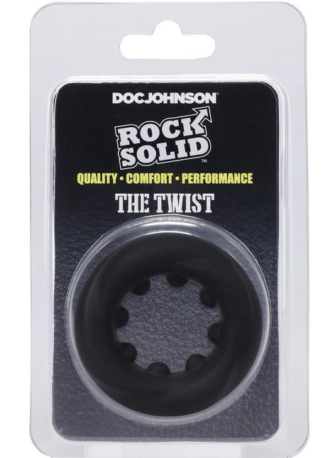 Rock Solid The Twist Silicone Cock Ring - Black