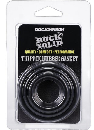 Rock Solid Tri-Pack Rubber Gasket Cock Ring - Black